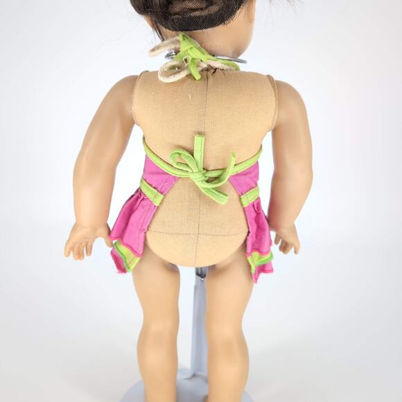 Unbranded Pink and Lime Green Holiday Baker Gingerbread Apron for 18" Dolls GUC - Picture 3 of 9